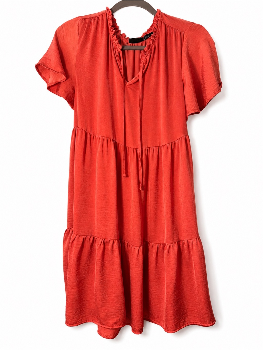 Nicole Miller Coral Red Tiered Dress - Picture 2 of 2